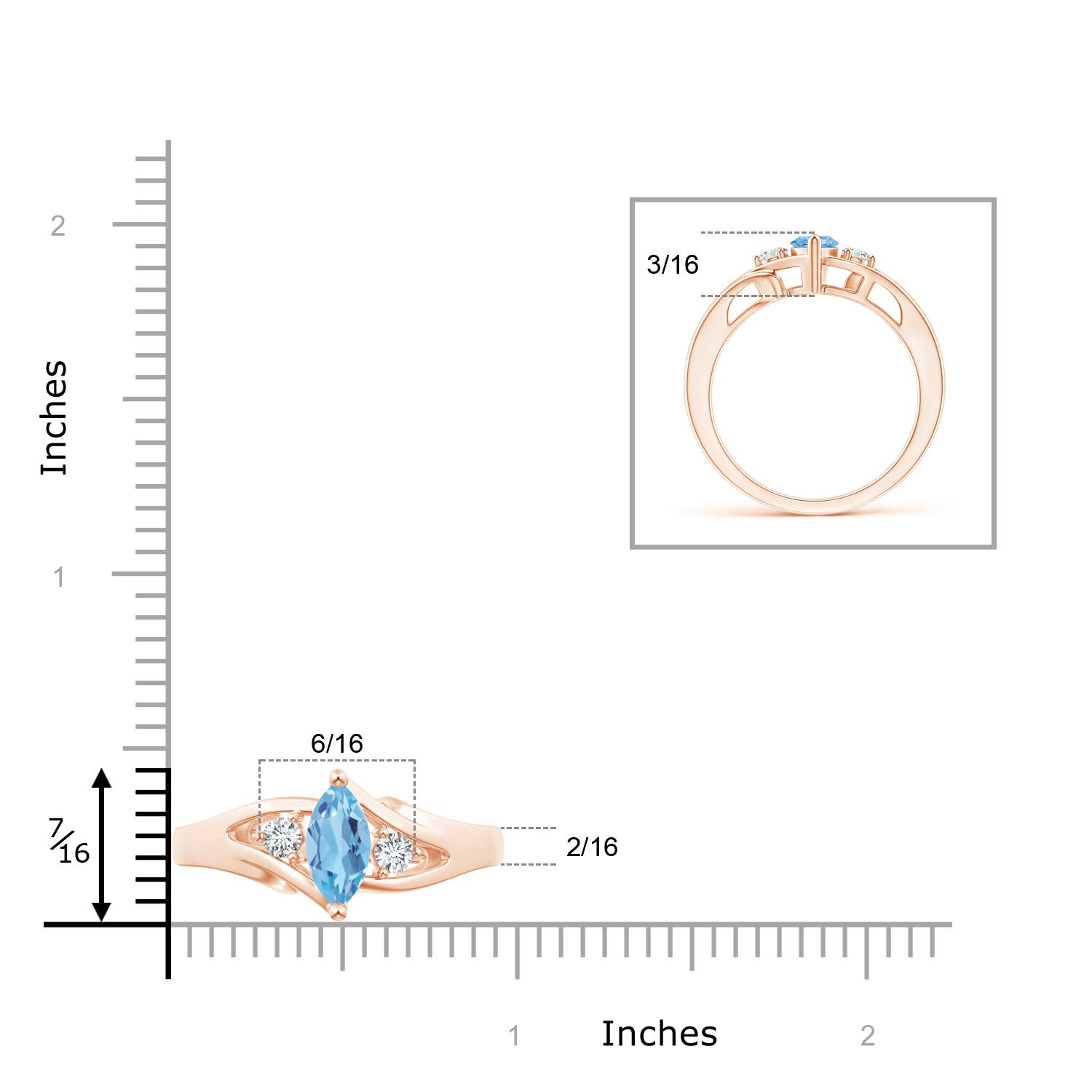 A - Swiss Blue Topaz / 0.74 CT / 14 KT Rose Gold