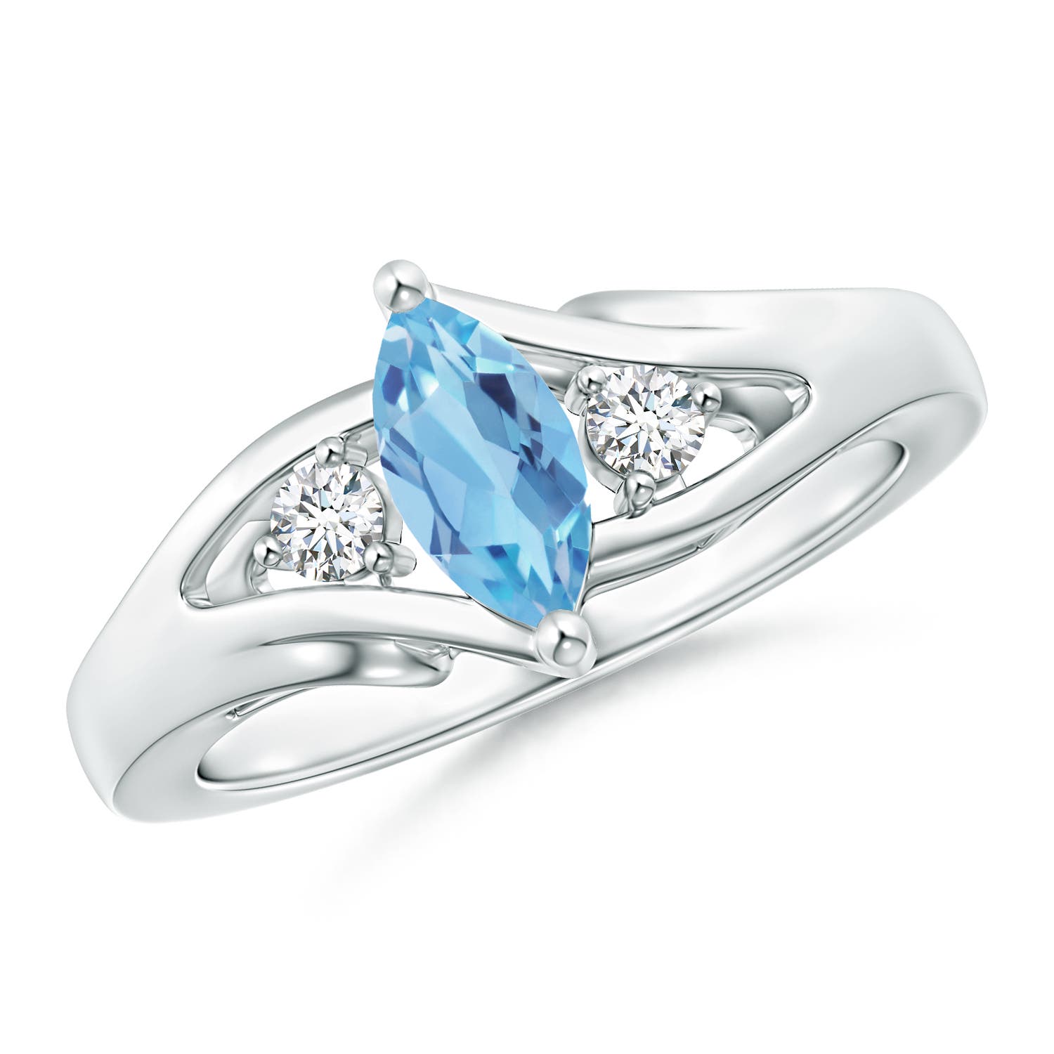 A - Swiss Blue Topaz / 0.74 CT / 14 KT White Gold