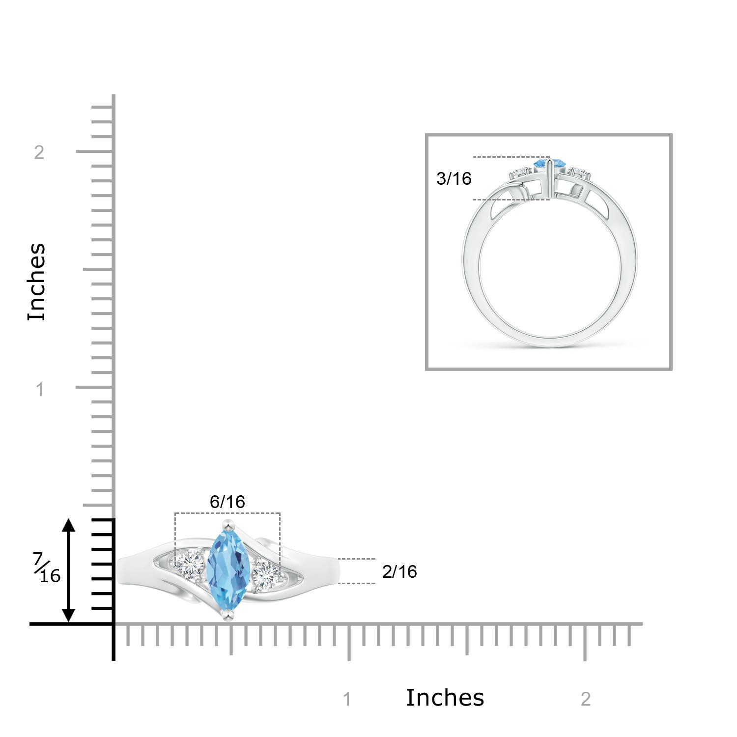 A - Swiss Blue Topaz / 0.74 CT / 14 KT White Gold