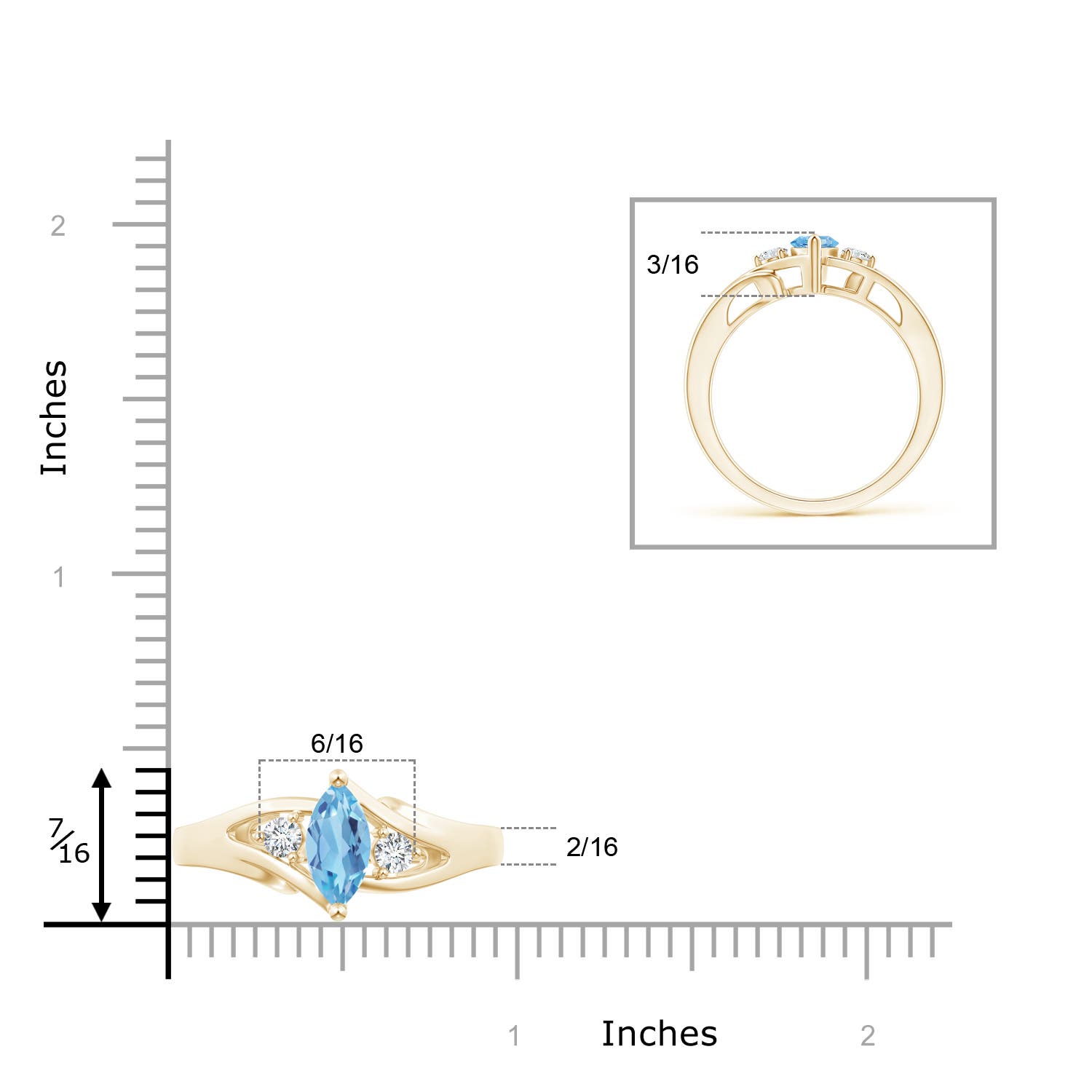 A - Swiss Blue Topaz / 0.74 CT / 14 KT Yellow Gold