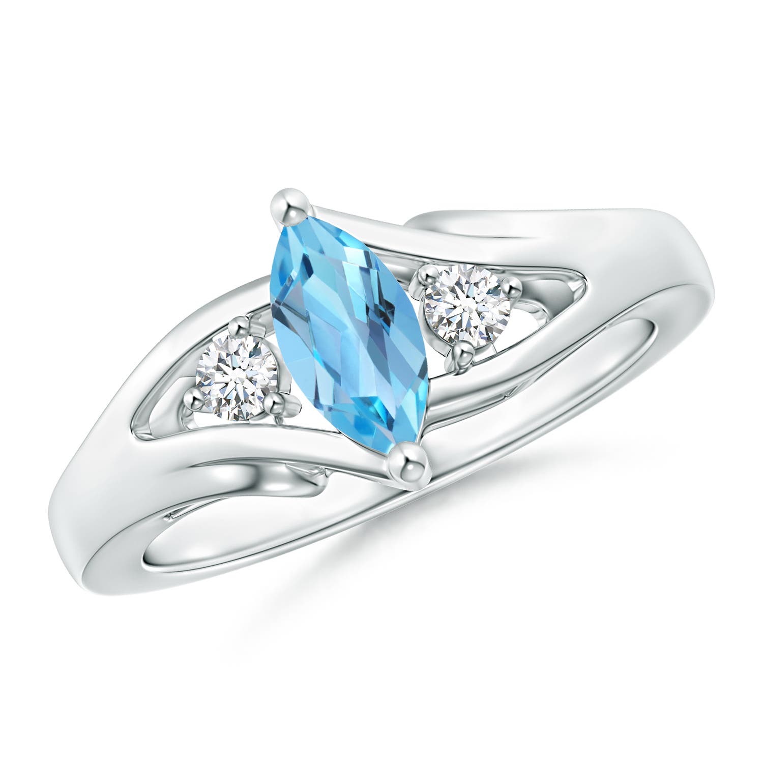 AA - Swiss Blue Topaz / 0.74 CT / 14 KT White Gold