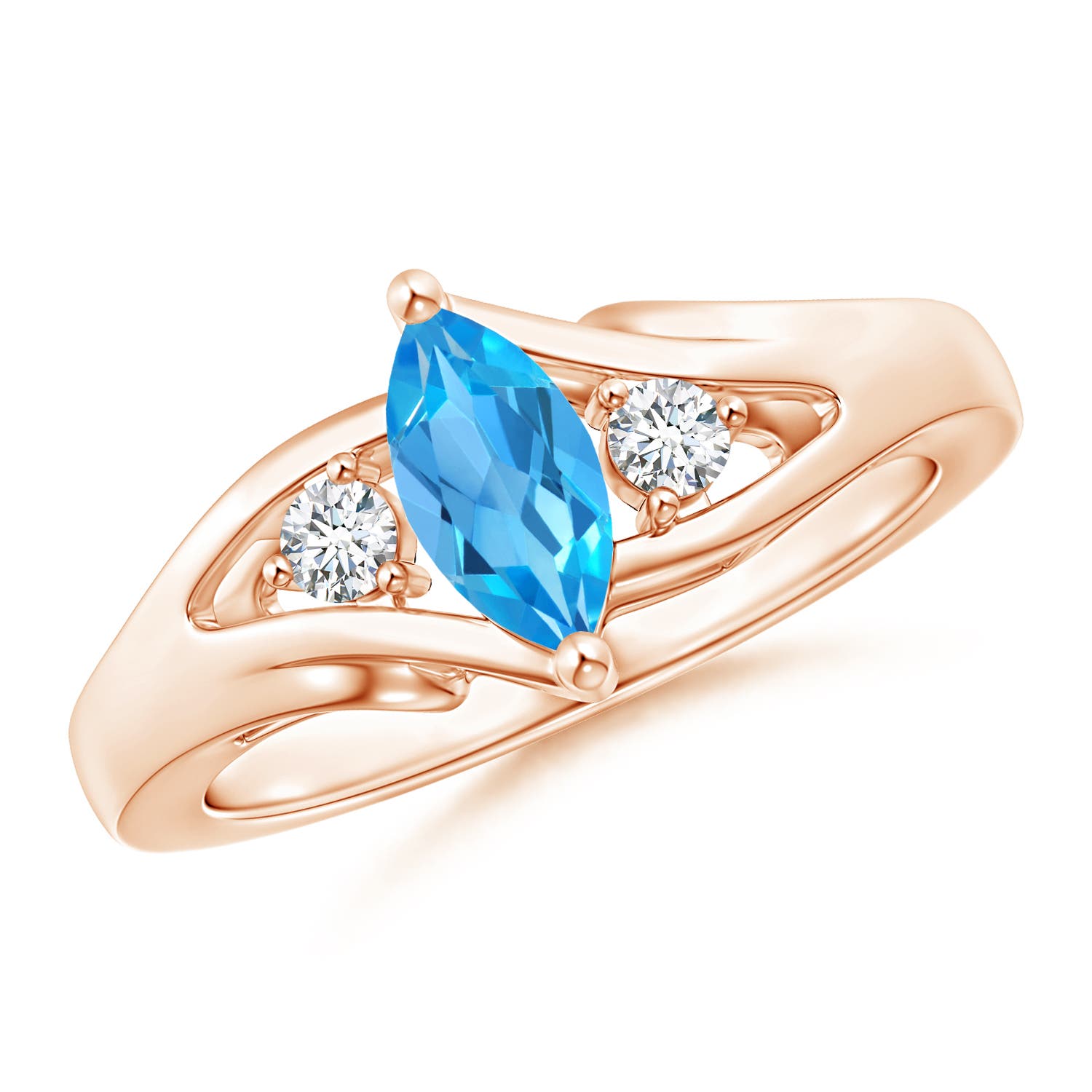 AAA - Swiss Blue Topaz / 0.74 CT / 14 KT Rose Gold