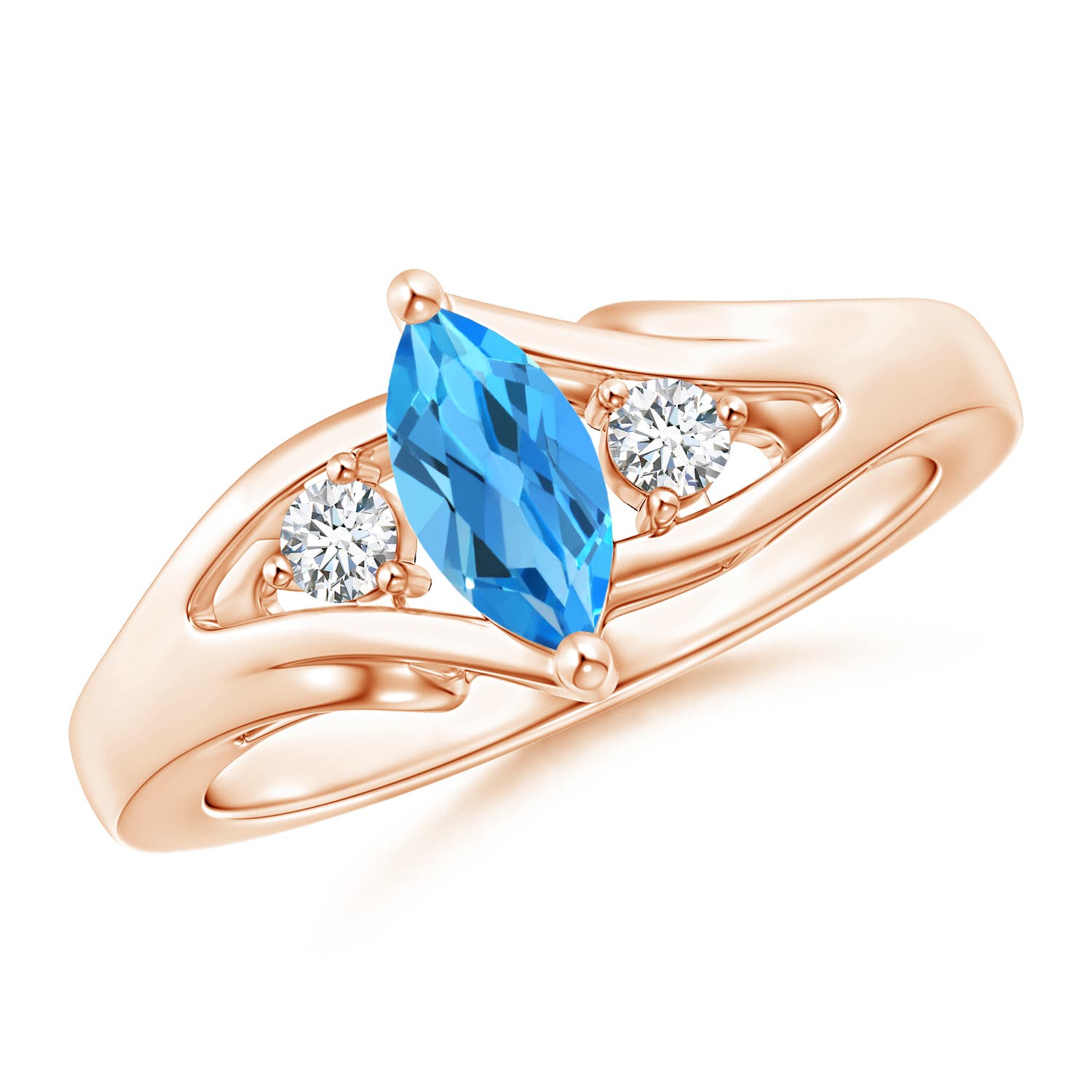 AAAA - Swiss Blue Topaz / 0.74 CT / 14 KT Rose Gold