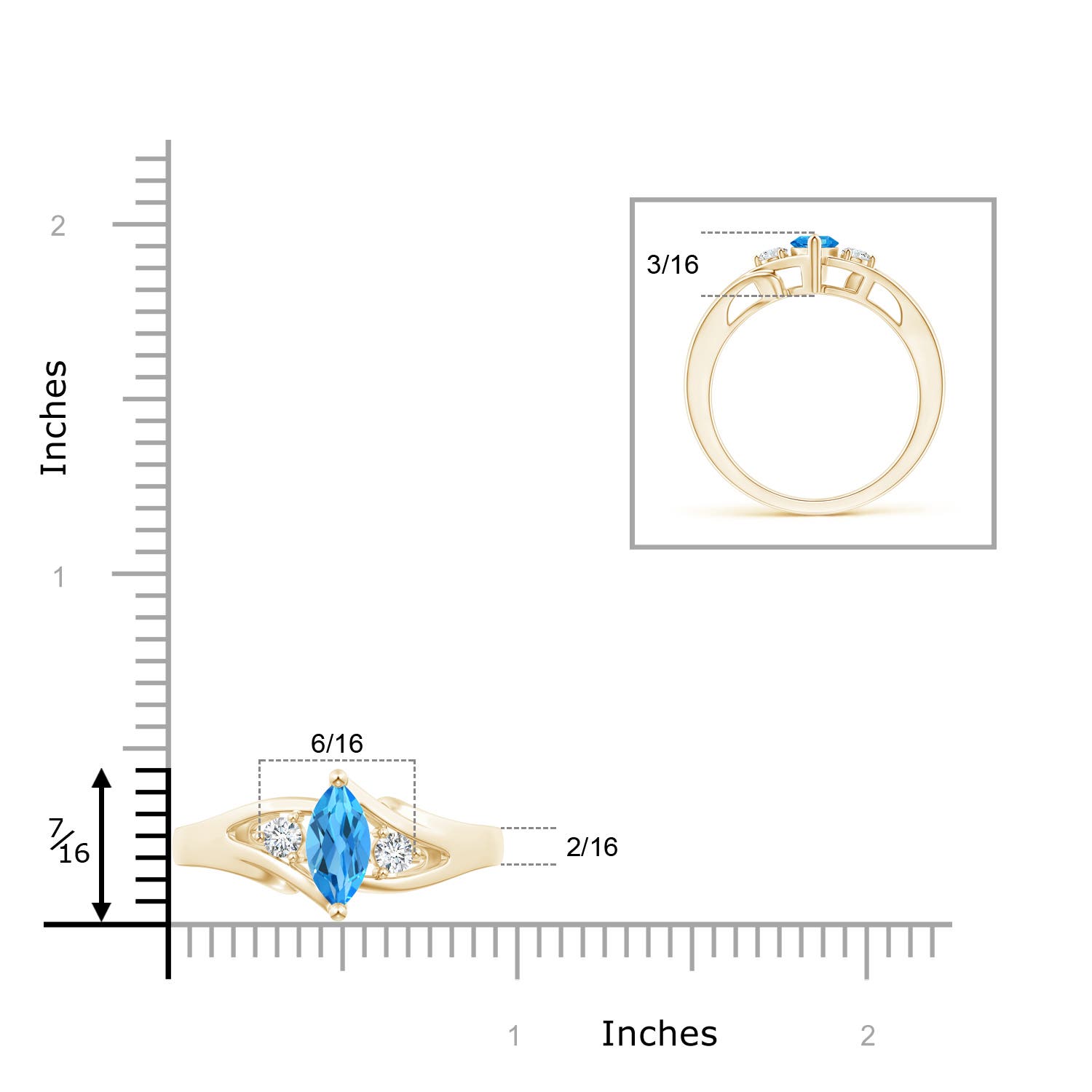 AAAA - Swiss Blue Topaz / 0.74 CT / 14 KT Yellow Gold