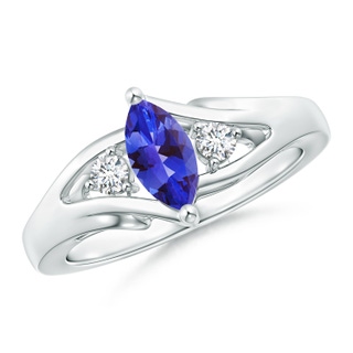 8x4mm AAA Marquise Tanzanite Split Shank Ring with Diamonds in White Gold