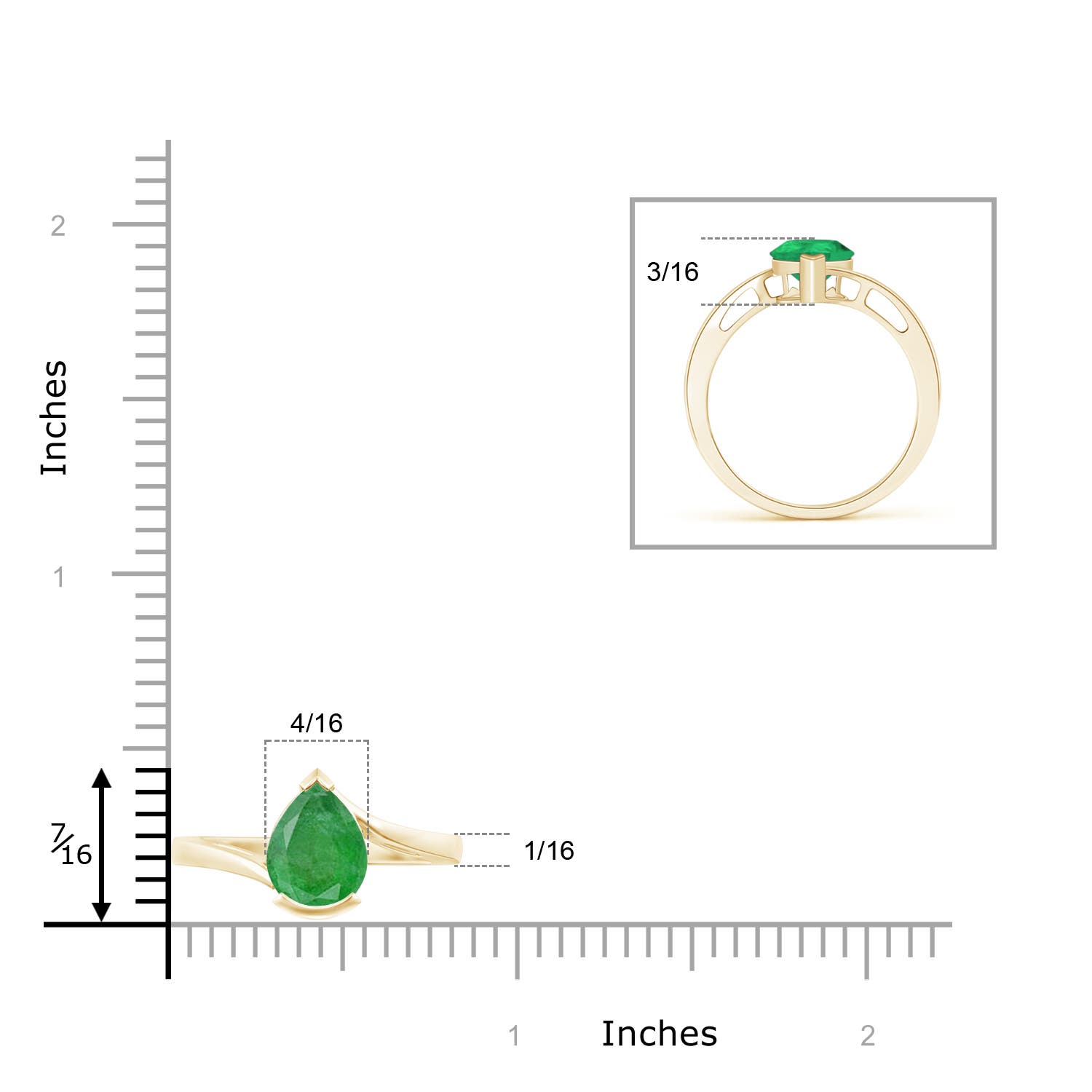 A - Emerald / 1.5 CT / 14 KT Yellow Gold