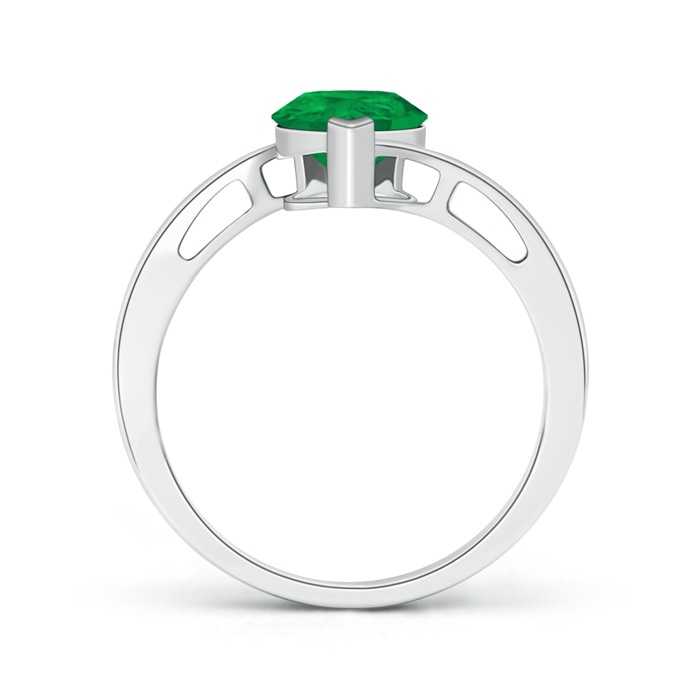 9x7mm AA Solitaire Pear-Shaped Emerald Bypass Ring in P950 Platinum product image