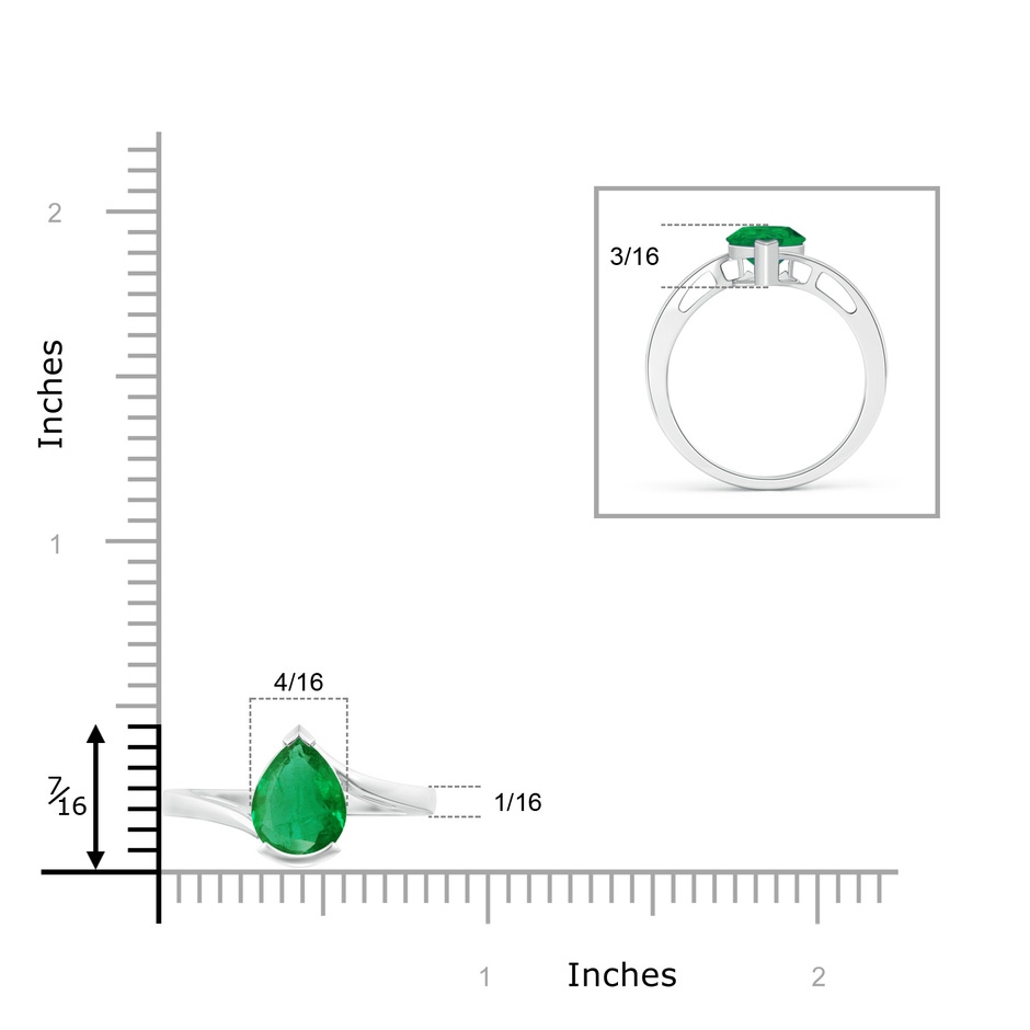 9x7mm AA Solitaire Pear-Shaped Emerald Bypass Ring in P950 Platinum product image