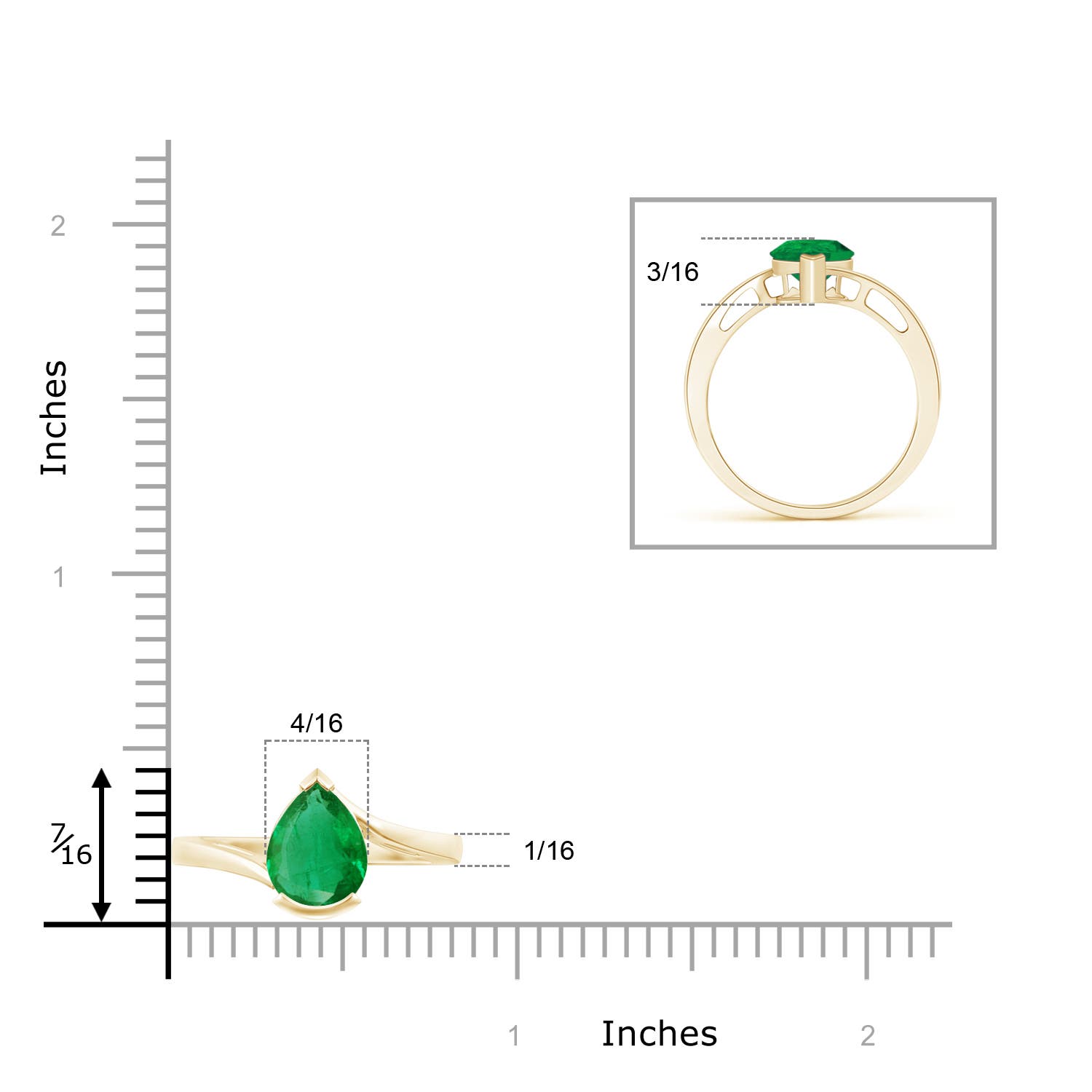 AA - Emerald / 1.5 CT / 14 KT Yellow Gold