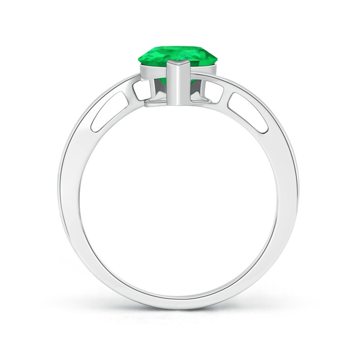 9x7mm AAA Solitaire Pear-Shaped Emerald Bypass Ring in White Gold product image