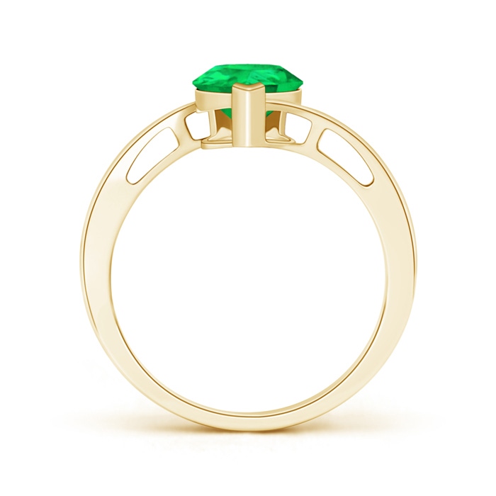 9x7mm AAA Solitaire Pear-Shaped Emerald Bypass Ring in Yellow Gold Product Image