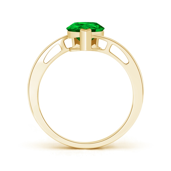 9x7mm AAAA Solitaire Pear-Shaped Emerald Bypass Ring in Yellow Gold product image