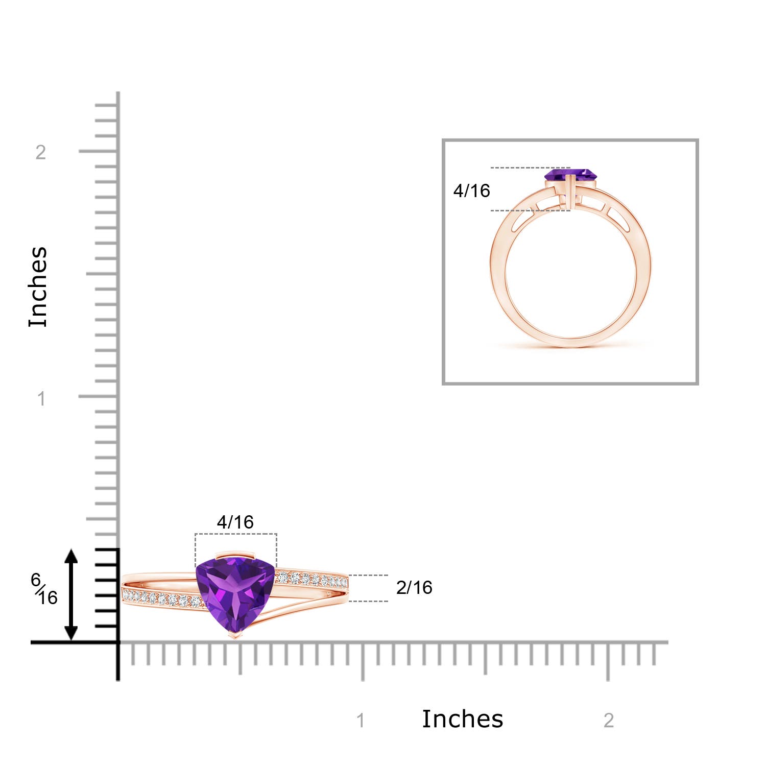 AAAA - Amethyst / 1.2 CT / 14 KT Rose Gold