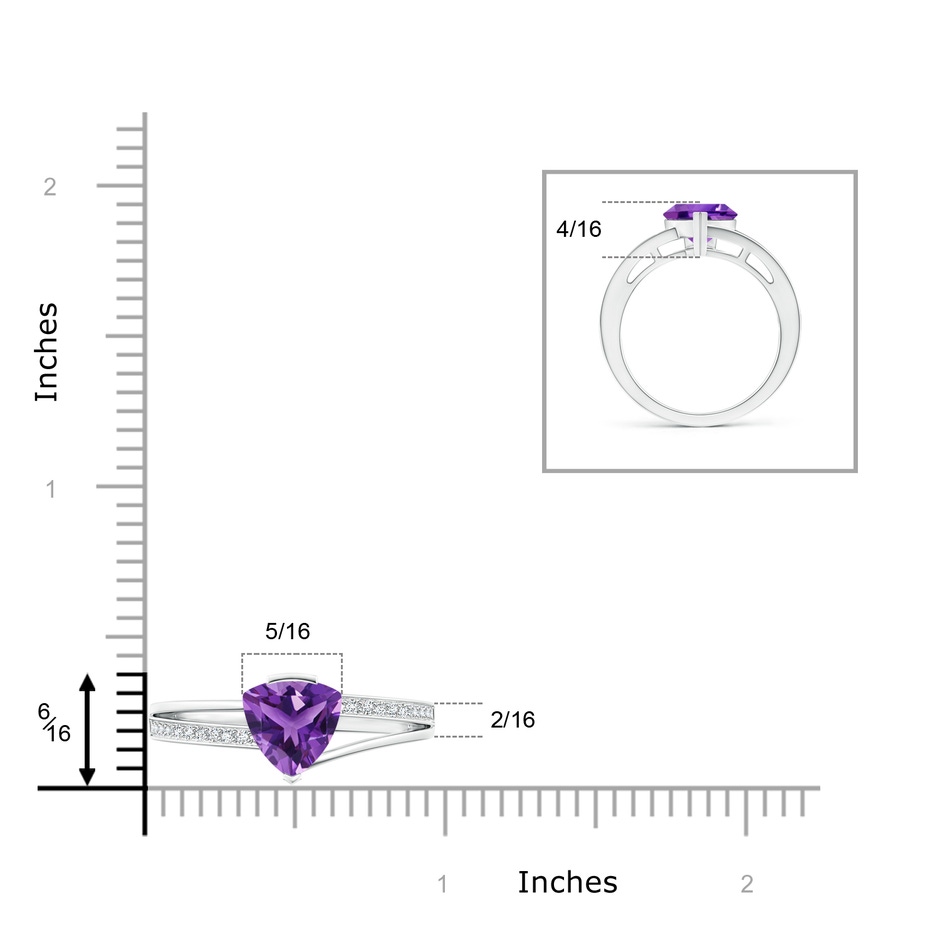 8mm AAA Split Shank Trillion Amethyst Ring in White Gold product image