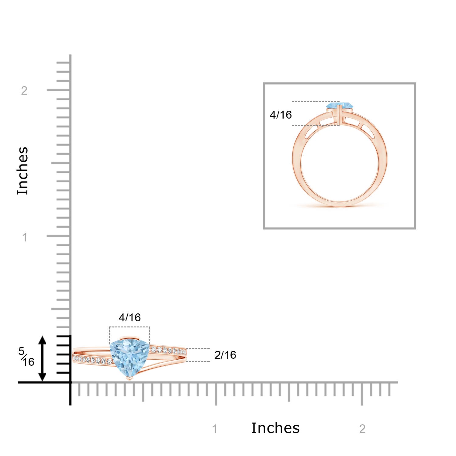 AAA - Aquamarine / 0.7 CT / 14 KT Rose Gold