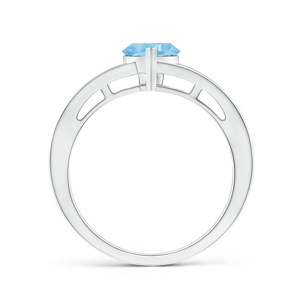 6mm AAAA Split Shank Trillion Aquamarine Ring in 10K White Gold Product Image