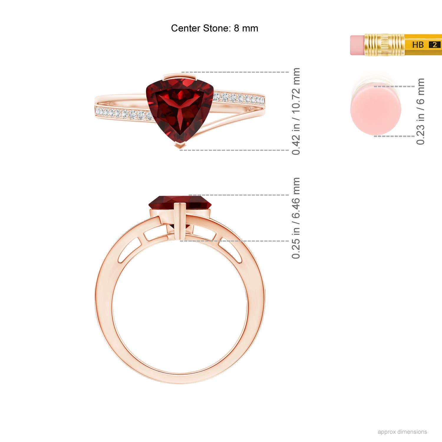 AAAA - Garnet / 2 CT / 14 KT Rose Gold