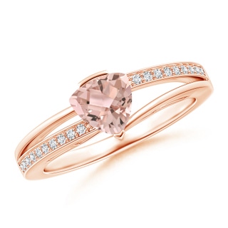 6mm AAA Split Shank Trillion Morganite Ring in Rose Gold