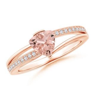 6mm AAAA Split Shank Trillion Morganite Ring in Rose Gold