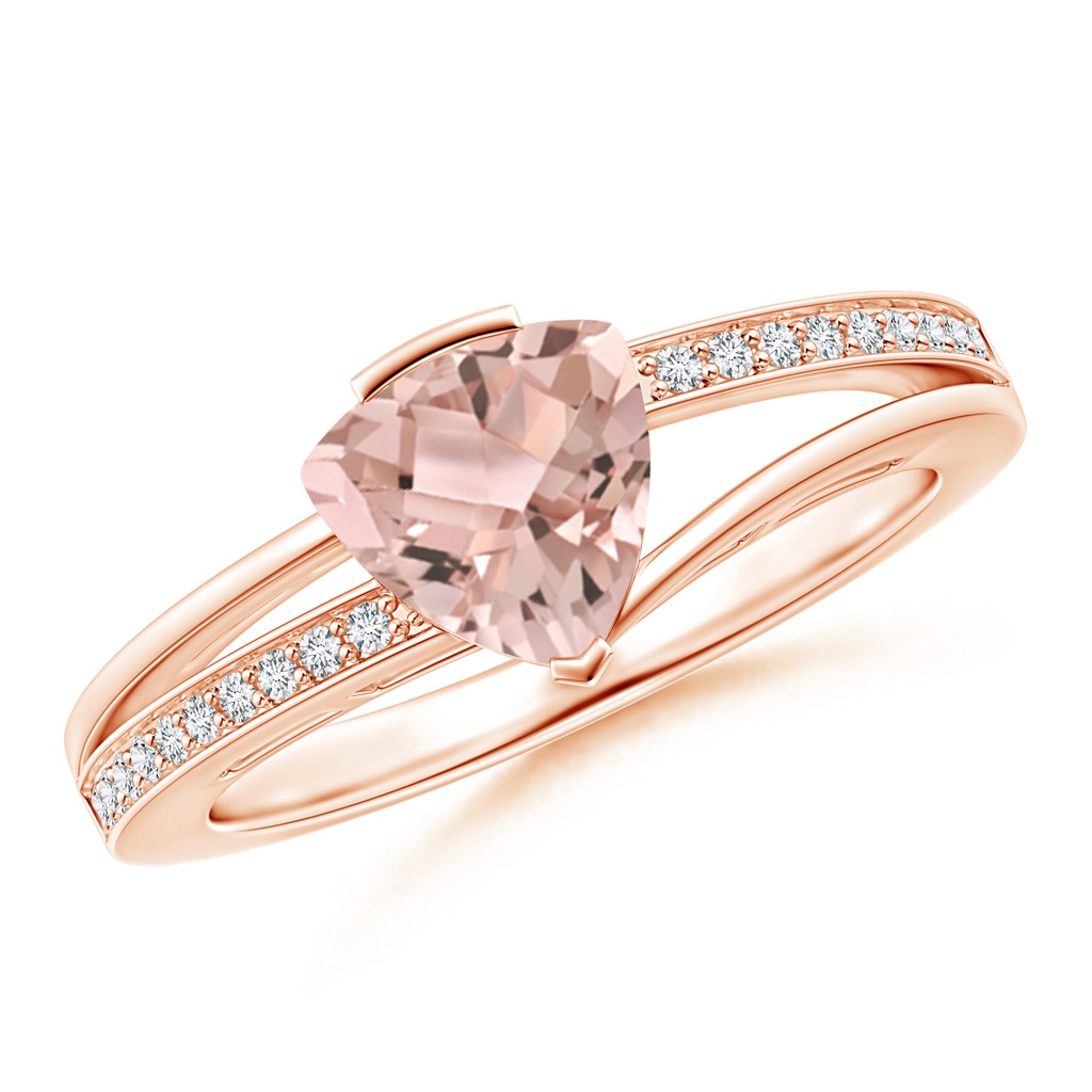 7mm AAA Split Shank Trillion Morganite Ring in Rose Gold