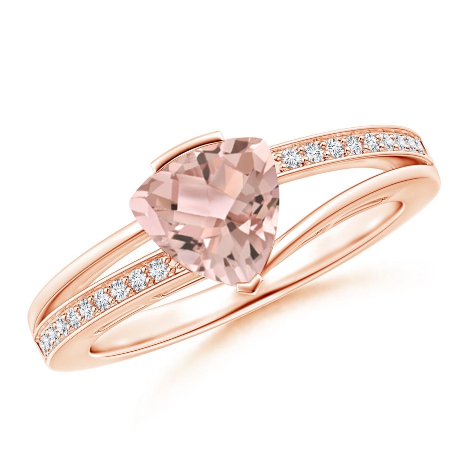 7mm AAA Split Shank Trillion Morganite Ring in Rose Gold 