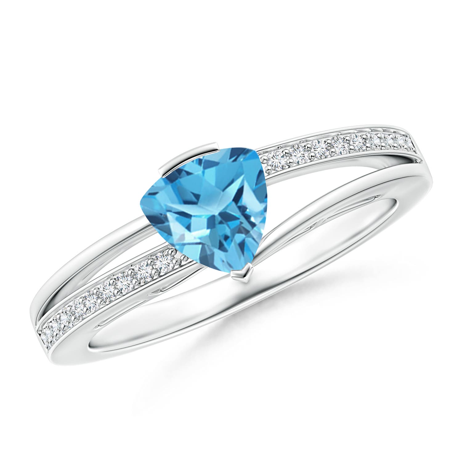 AA - Swiss Blue Topaz / 1 CT / 14 KT White Gold