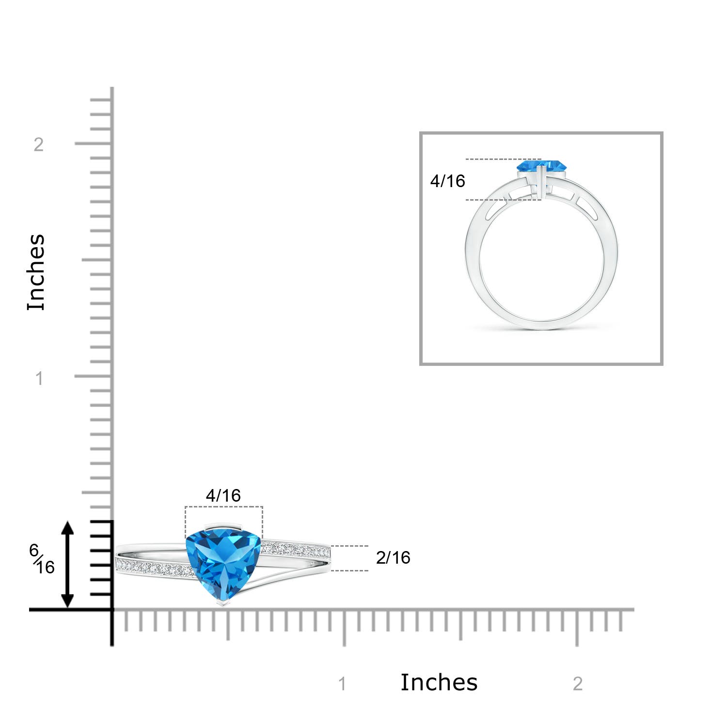 AAAA - Swiss Blue Topaz / 1.4 CT / 14 KT White Gold