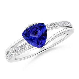 7mm AAAA Split Shank Trillion Tanzanite Ring in P950 Platinum