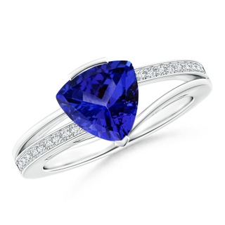 8mm AAAA Split Shank Trillion Tanzanite Ring in P950 Platinum