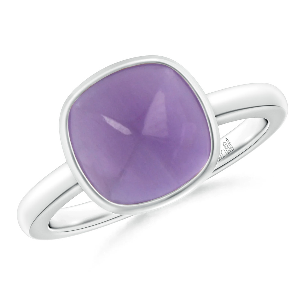9mm AA Bezel-Set Cushion Amethyst Solitaire Ring in Two Tone in White Gold