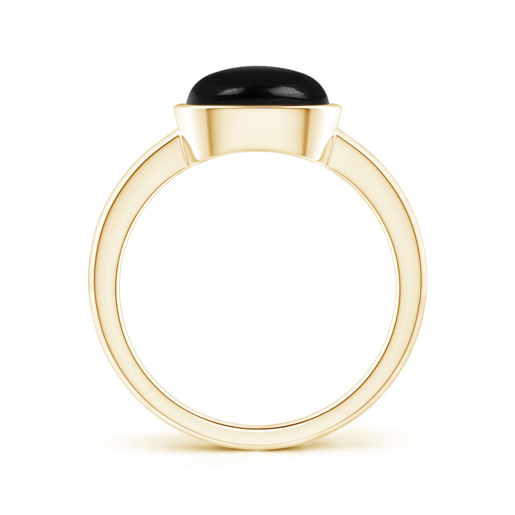 9mm AAA Bezel-Set Cushion Black Onyx Solitaire Ring in Yellow Gold Product Image