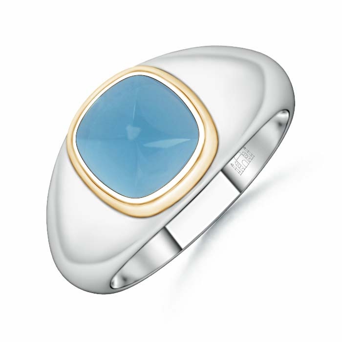 8mm AA Sugarloaf Swiss Blue Topaz Solitaire Ring in White Gold