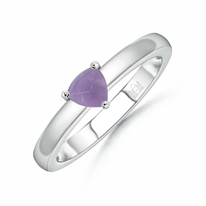 5mm AA Sugarloaf Trillion Amethyst Solitaire Ring in White Gold
