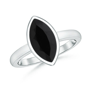 12x6mm AAA Bezel-Set Marquise Black Onyx Solitaire Ring in White Gold
