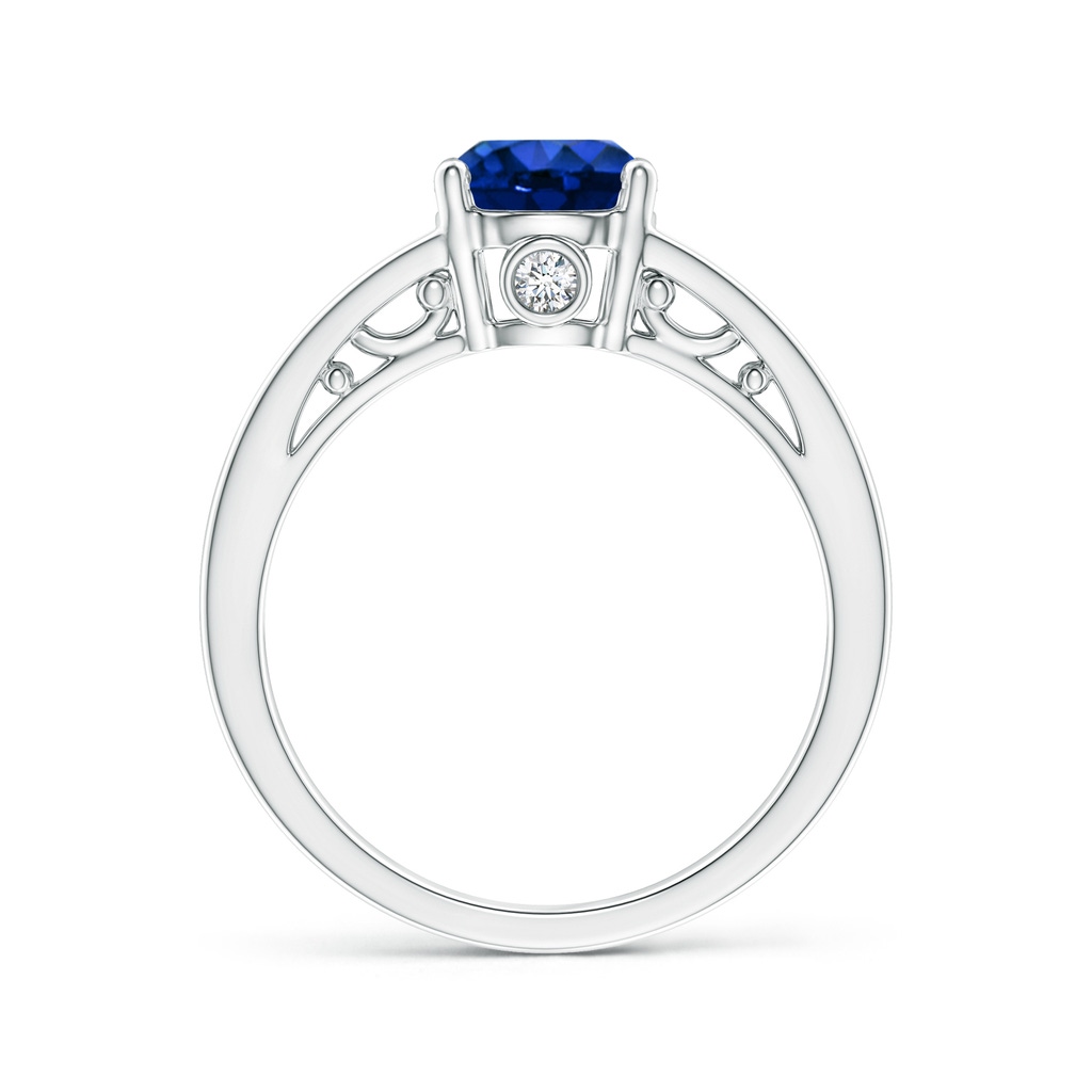 7mm AAAA Solitaire Blue Sapphire Infinity Ring in Two Tone in White Gold Product Image
