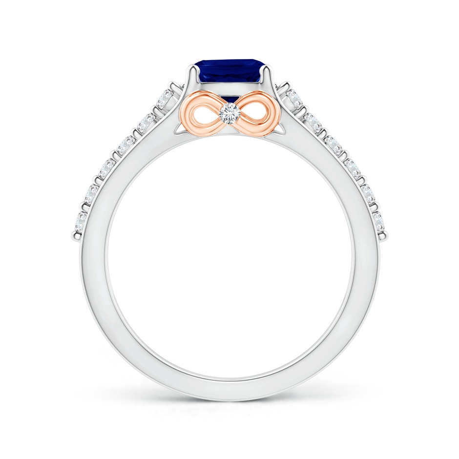 6mm AAA Triple Shank Cushion Cut Sapphire Ring in Two Tone in White Gold product image