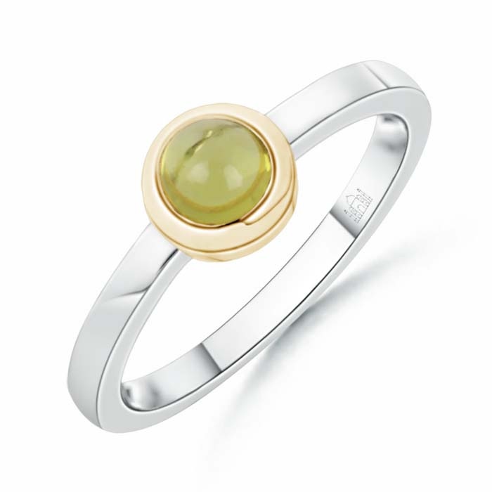 5mm AA Bezel Set Cabochon Peridot Promise Ring in White Gold