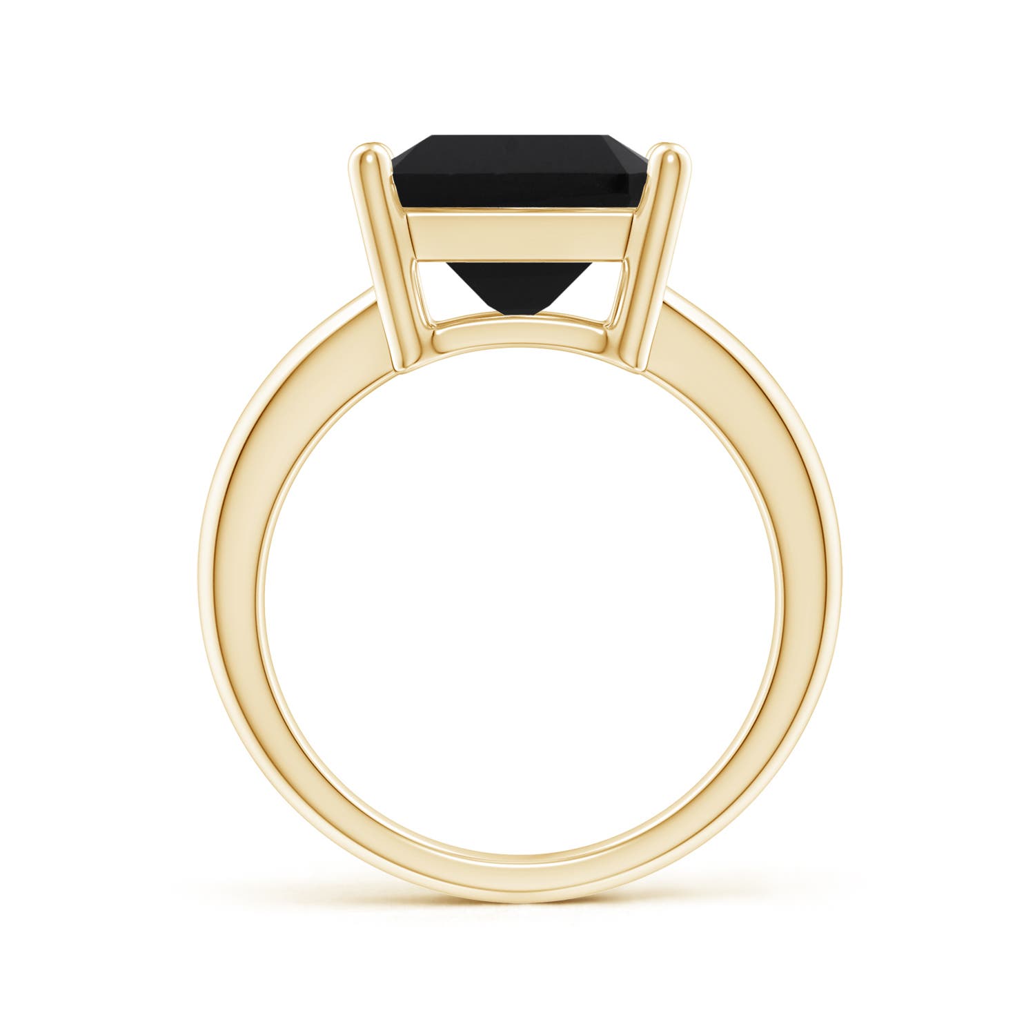 14x10mm AAA Prong-Set Rectangular Black Onyx Cocktail Ring in 18K Yellow Gold - side 2