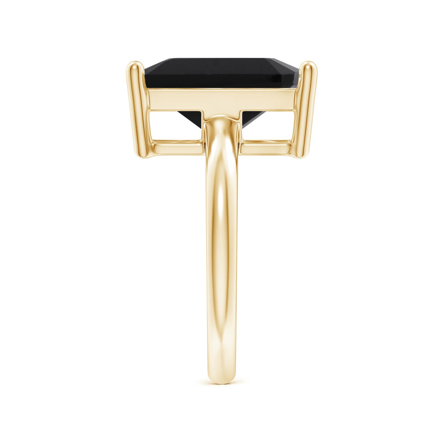 14x10mm AAA Prong-Set Rectangular Black Onyx Cocktail Ring in 18K Yellow Gold - side 3