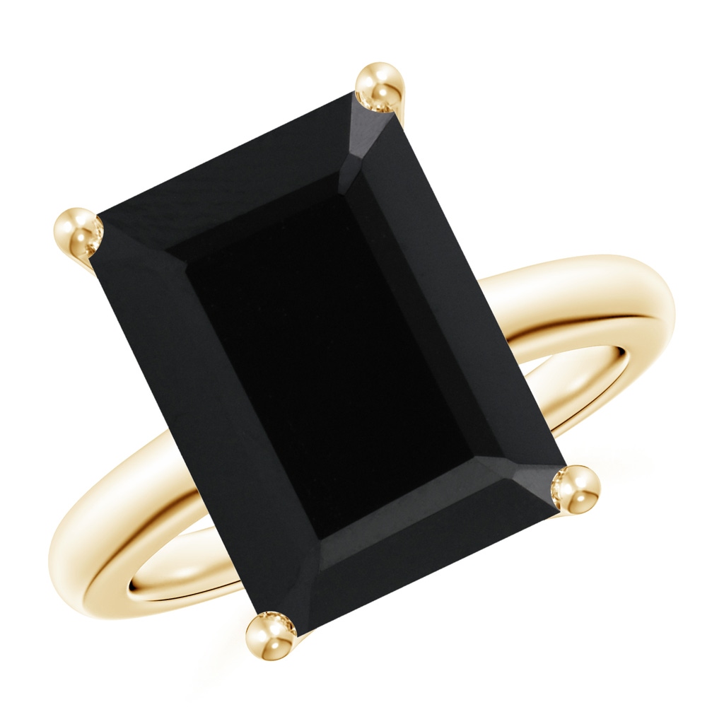 14x10mm AAA Prong-Set Rectangular Black Onyx Cocktail Ring in Yellow Gold