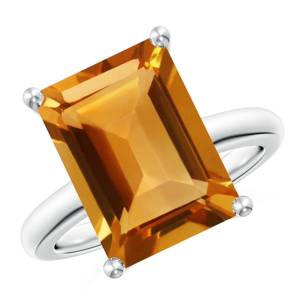 14x10mm AA Prong-Set Rectangular Citrine Cocktail Ring in S999 Silver