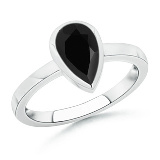10x6mm AAA Bezel-Set Pear Black Onyx Solitaire Ring in White Gold