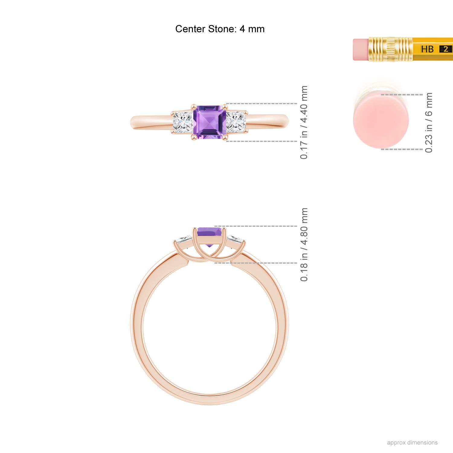 A - Amethyst / 0.53 CT / 14 KT Rose Gold