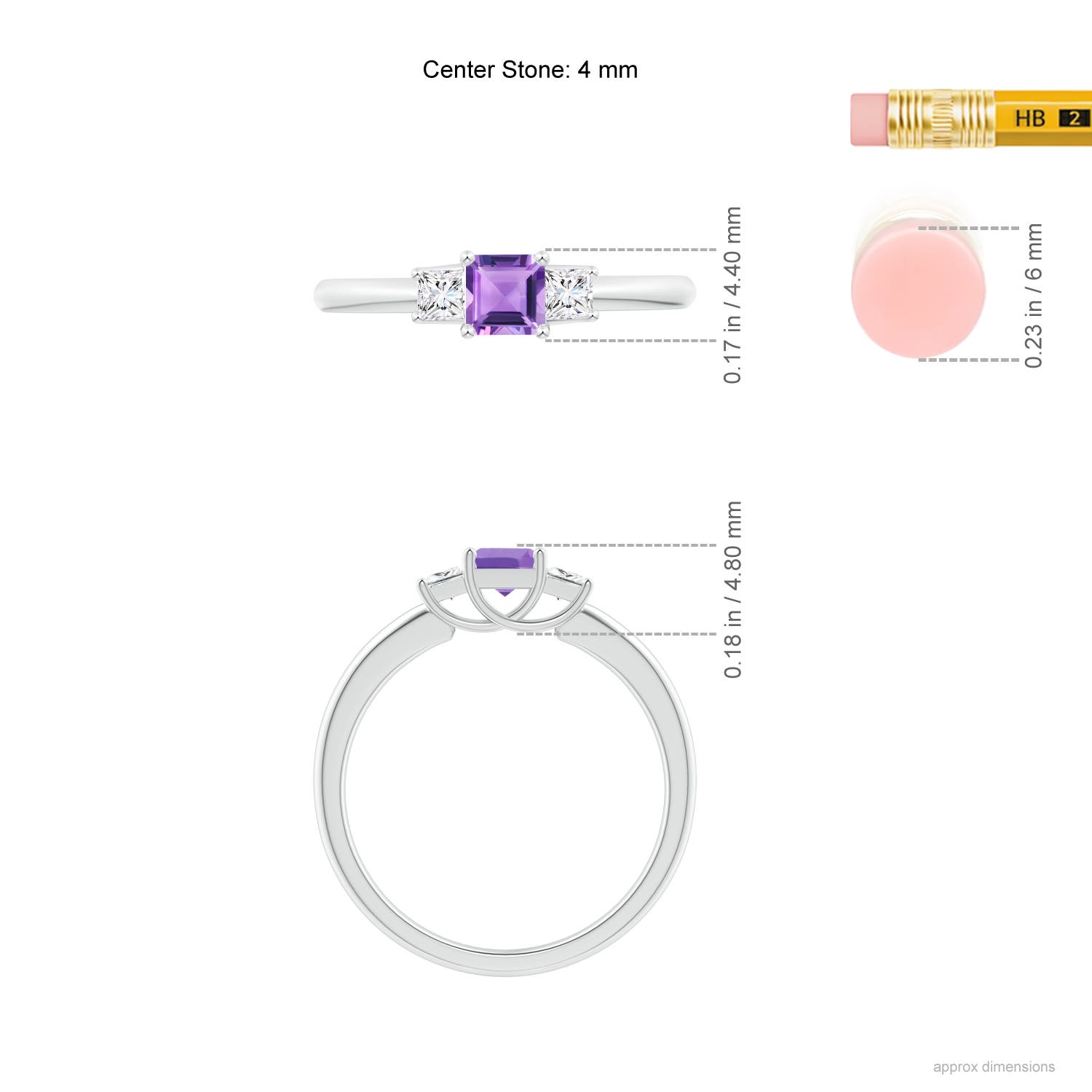 A - Amethyst / 0.53 CT / 14 KT White Gold