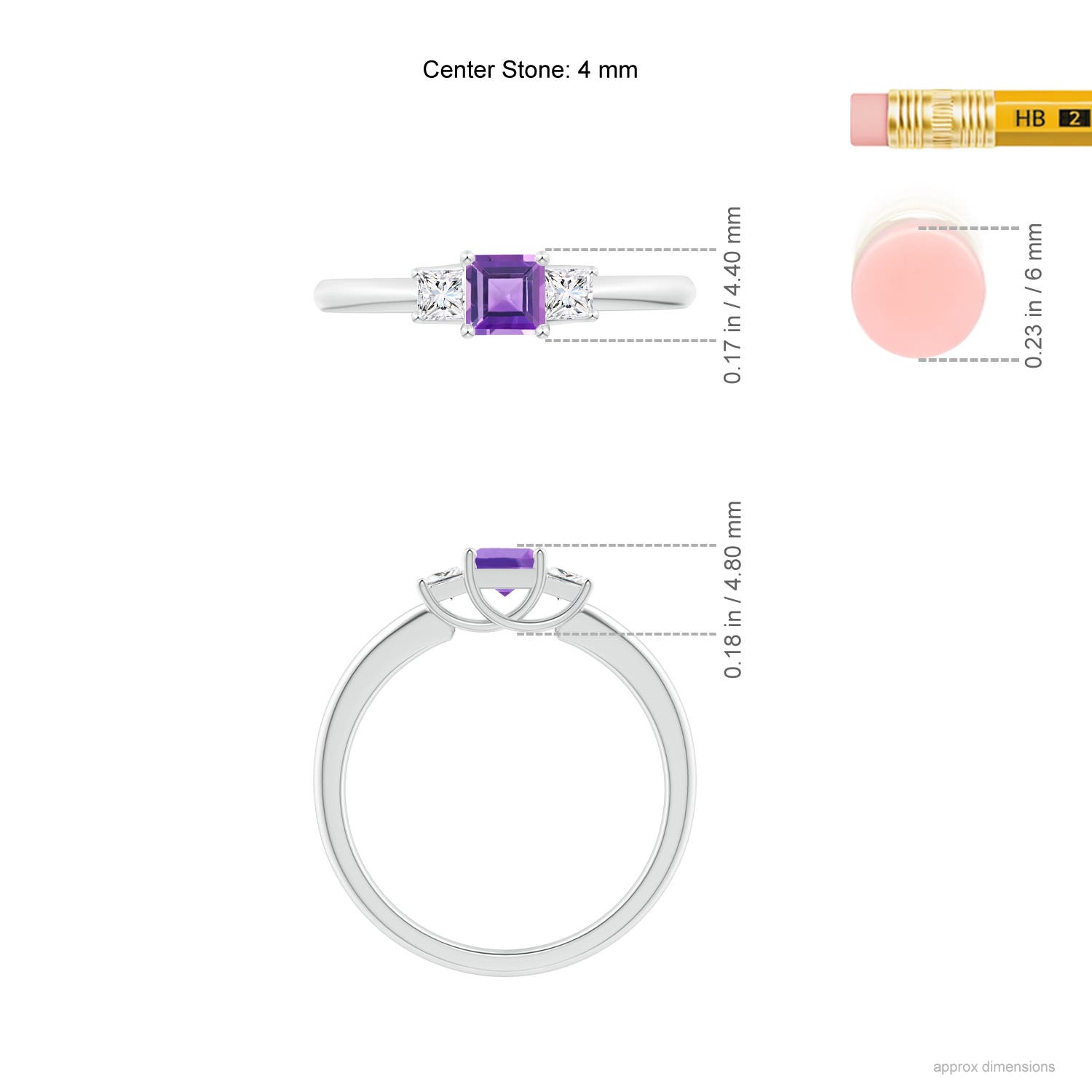 AA - Amethyst / 0.53 CT / 14 KT White Gold