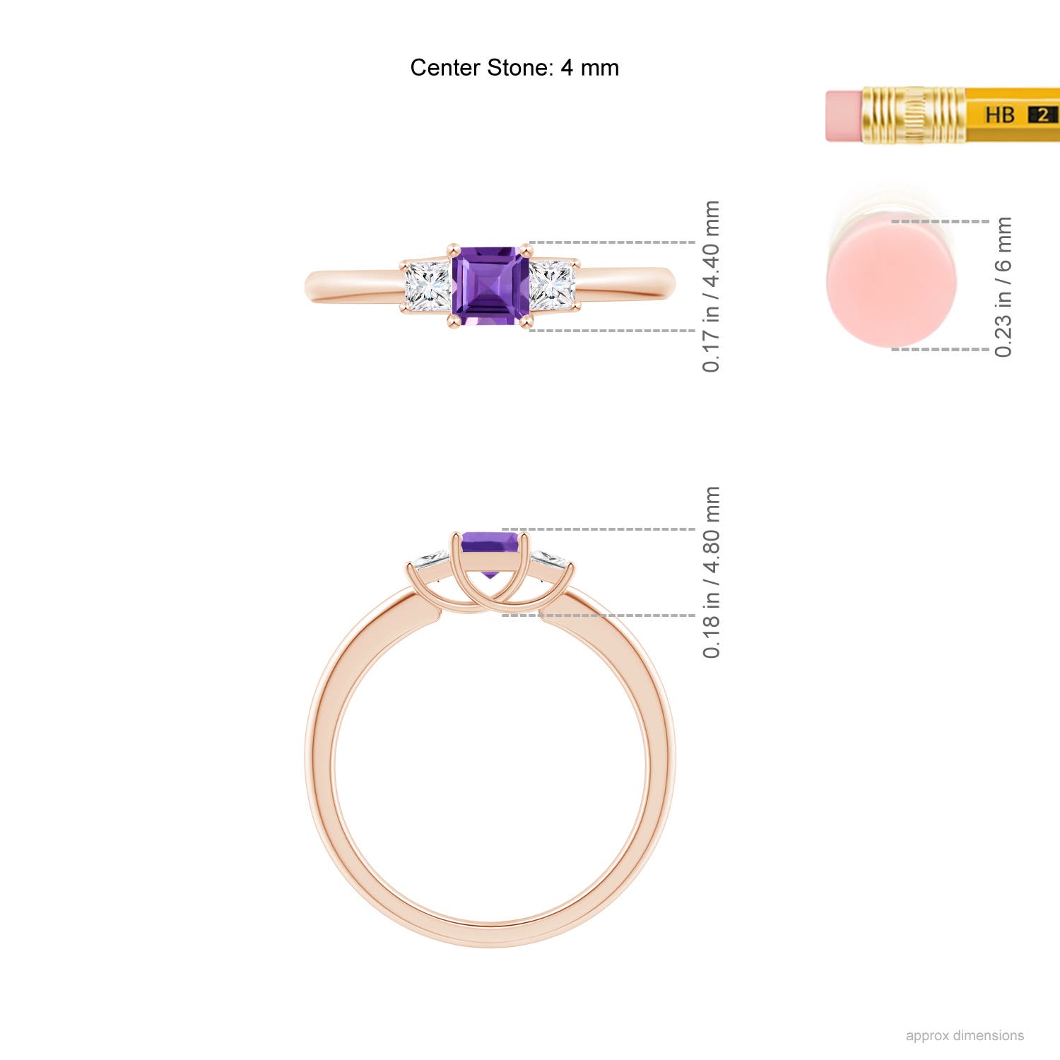 AAA - Amethyst / 0.53 CT / 14 KT Rose Gold