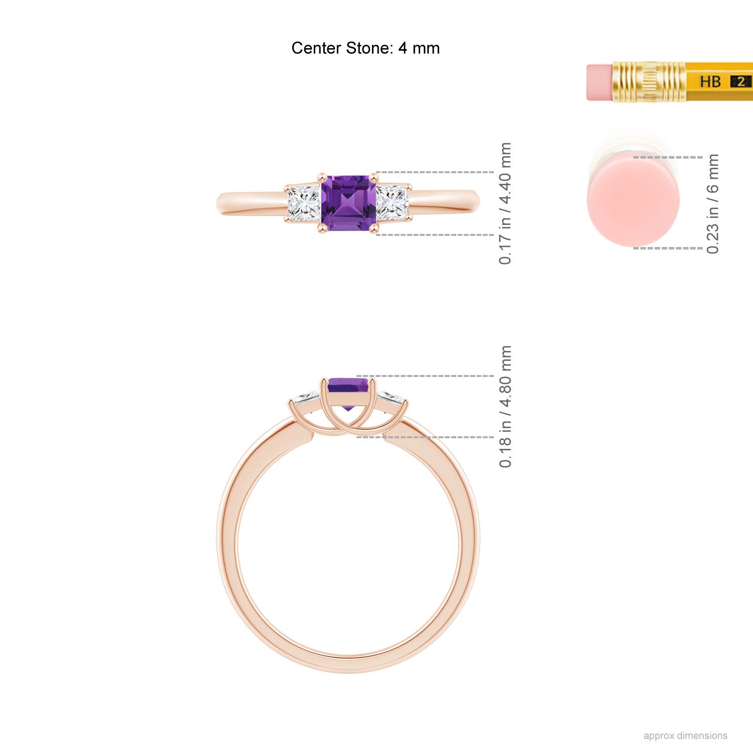 AAAA - Amethyst / 0.53 CT / 14 KT Rose Gold