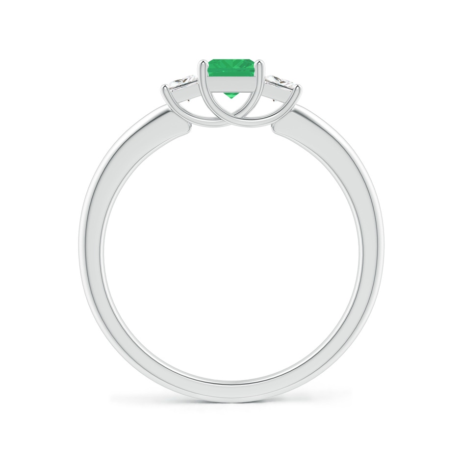 4mm A Square Emerald and Princess Diamond Three Stone Ring in P950 Platinum side-1