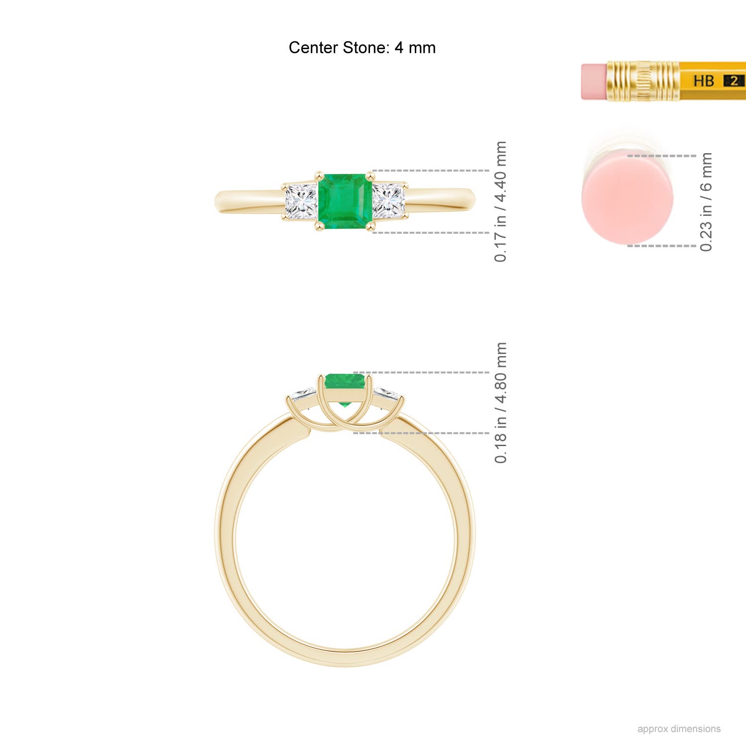 A - Emerald / 0.5 CT / 14 KT Yellow Gold