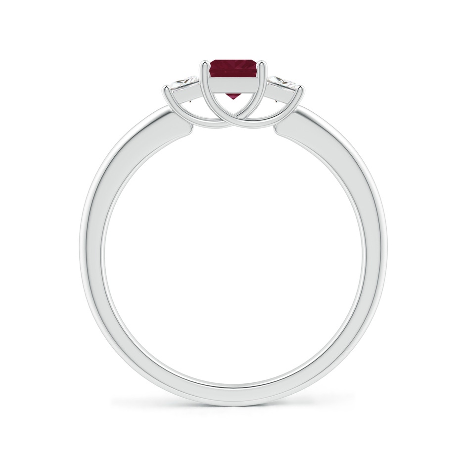 4mm A Square Ruby and Princess Diamond Three Stone Ring in P950 Platinum side-1